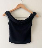 Black Off the Shoulder Crop Top Size Small