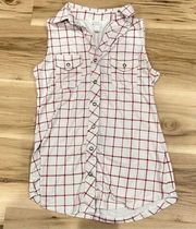 Stitch Fix Market & Spruce Button Up Sleeveless Plaid Top Women’s XS