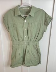 Green Denim Utility Style Romper 