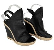 Balenciaga Paris 37 Glove Wedge Sandals Black Leather 5" Heels