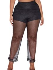 Bailey Black Metallic Mesh Sheer Pants Plus Size 3X NWT