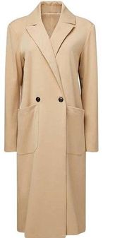 NWT We Wore What Notch Lapel Suiting Twill Blazer Coat Beige Women's Size XS