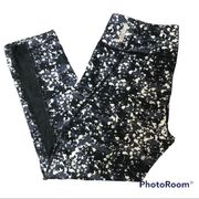 Zella Black & White Paint Splatter Capri Leggings Size S