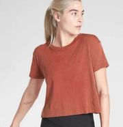 Mineral Washed Russet Brown Cropped Tee- Size Small