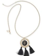 GOLD-TONE Crystal, Enamel & Tassel Pendant Necklace, 36" + 3" Thalia Sodi Macy's