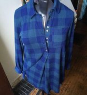 Soft Surroundings Mad about Plaid 1/4 button tunic
