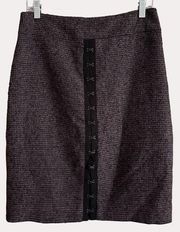 Classiques Entier Wool Blend Tweed Straight Pencil Skirt Hook Eye Gray Plum 6 ch