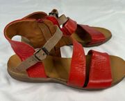 Miz Mooz Red Size 40 9-9.5 Meadow Buckle Sandal Leather Strappy Zip
