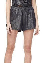 Good American Women's The Running Short Moonlight Metallic Sparkle Black 0 XS