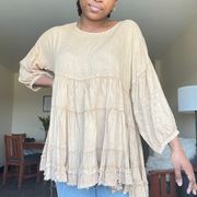 Anthropologie  Embroidered Flowy Babydoll Tunic