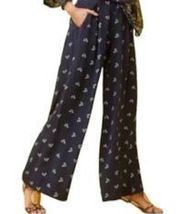 CAbi Sashay Palazzo Pants #5792 Floral Wide Leg Trouser Pant Sz. M Navy Blue