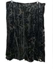 Coldwater Creek Velvet Burnout Skirt Size 2X Black Pleated Flowy Lined
