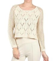 RYU Cream Open Weave Cropped Sweater ~ Women's Size S/M Small Medium