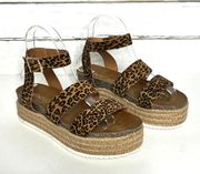 Patrizia Spring Step Larissa Animal Print Platform Sandals Shoe Size 8