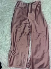 NWOT Satin Glossy Pink Trousers