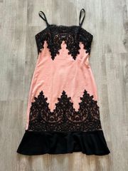 midi pink dress with lace