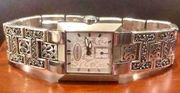 LOIS HILL Sterling Silver Watch Square Face Silver Band