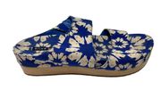 Brianna Daisy Platform Sandals Size 38.5 Blue Flower Floral 7.5