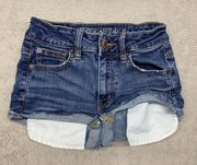 American Eagle  Shorts Womens 0 Blue Booty Jean High Rise Cut Off Shortie Ripped