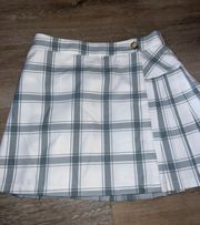 Pleated School Girl Skirt White And Grey