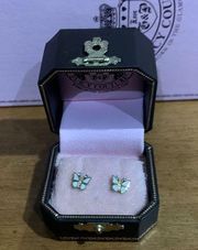 Retro  Pam & Gela White Small Butterfly Drop Studs Earrings