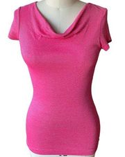 Ultimate Fitted Metallic Pink Cowl Neck Top by Michael Stars ~ Women's Size OS