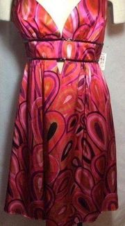 NWT ABS Silk Geometric Print Cocktail Dress Size 6