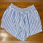 High-Rise Linen Striped Pull-On Shorts - 2XL