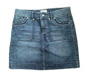 White House Black Market Womens Size 4 Denim Mini Skirt Button Up Zip