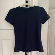 J. McLaughlin Allie Cap Sleeve Tee Navy short Sleeve Top