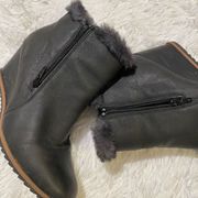 Naturalizer Soul Hudson2 Faux Fur Wedge Booties in Black Size 8