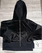 NWT Jessica Simpson Black Velvet Zip Up Sweatshirt