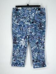 Nine West Women's NWT Chrystie Capri Pants Relaxed Fit Size 8 Blue Black White