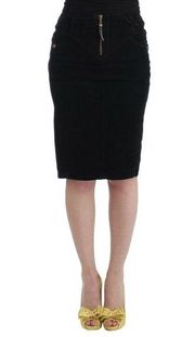 Cavalli Black Corduroy Pencil Skirt NWT