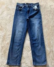 Kut from the Kloth Jeans Blue Denim Elizabeth Crop Straight Leg High Rise Sz 2