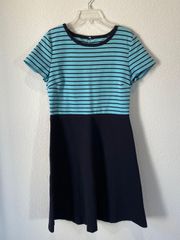 Striped Nautical Navy & Blue Cotton Blend Dress Size MP