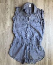 London Jean Blue Short Linen Romper