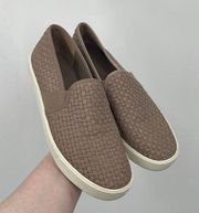 Vince Tan Woven Neutral Slip On Women 6 Modern Classic Loafers