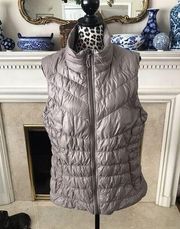 Athleta Goose Down Quilted Violet Gray Puffer Vest Jacket Full Zip Women's XL G5