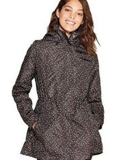 A NEW DAY x TARGET Rain Jacket Large Water Resistant Black White Polka Dot Hood