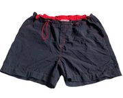 Mac and Moe Swim Shorts Womens Medium Black Red Adjustable Nylon Vintage