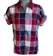 Country Western Style Red and Blue Plaid top with zipper detail 