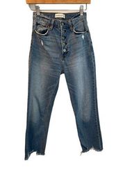 Abercrombie & Fitch Ankle Straight Ultra High Rise‎ Jeans Raw Hem 25R