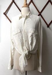 Vintage Guess Oversized Y2K Button Down White Casual Shirt Small