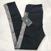 Electric Yoga Black & Gunmetal Silver Crocodile Legging NEW