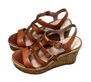 Womens Sandals Strappy Leather Cork Wedges 
Size 6