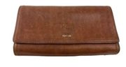 *Fossil Brown Leather Tri-Fold Wallet Unisex Adult Purse Accessory