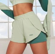 Bo+Tee Green Layered Running Shorts