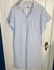 Grayson The Artist Short Sleeve Full Length Long White Blue Stripe Dress Size M