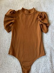 Orange Puff Sleeve Bodysuit